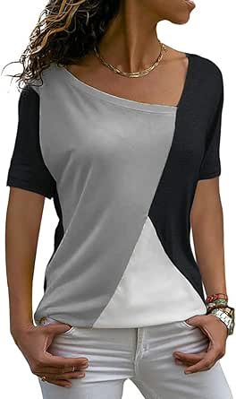 Sarin Mathews Womens Short Sleeve Patchwork Tunic Tops