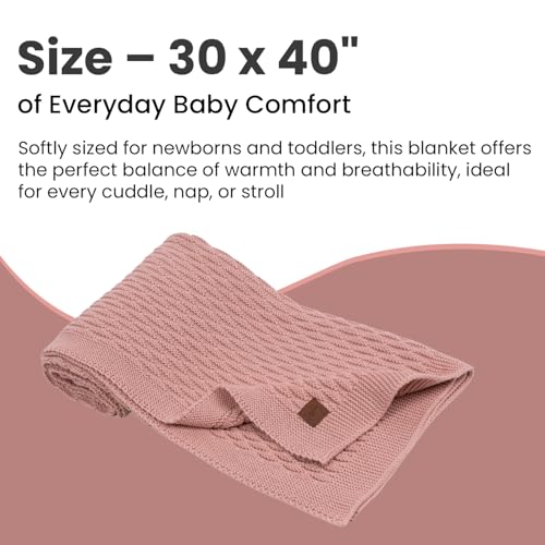Image of Pineapple Design Organic Cotton Baby Blanket 30x40 in, Pink - GOTS Certified, Soft Knit Swaddle for Newborns, Crib & Stroller, Machine Washable