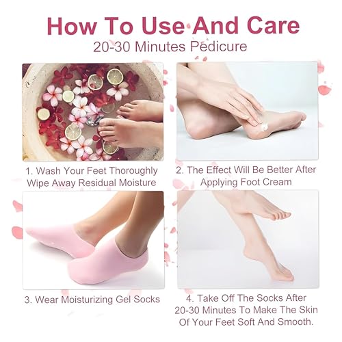 Image of UNIDSC Silicone Gel Socks for Women & Men - Heavy Quality Big Size Spa Socks with Vitamin E, Heel Crack Repair and Foot Hydration Therapy (Pink)