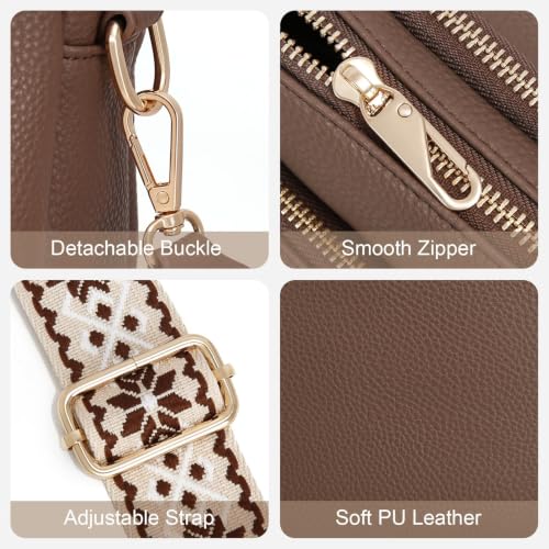Image of Crossbody Bag for Women Vegan Leather Handbag Purse Anti Theft RFID | Stylish Designer Crossover Shoulder Bag Travel Daily| Wide Adjustable Shoulder Strap | Multi Pockets