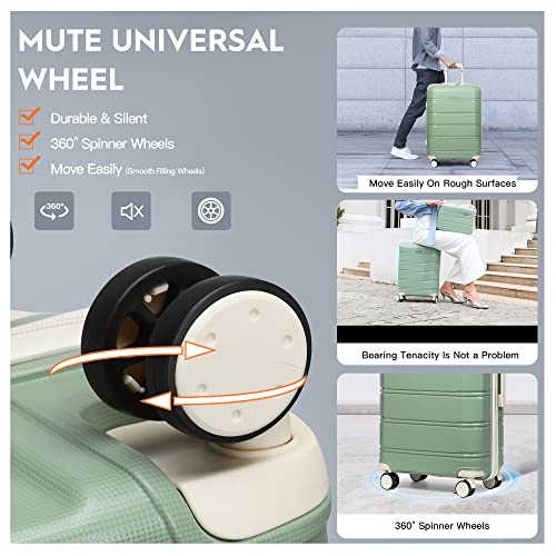 Joyway 20" Carry-On Suitcases & 14" Cosmetic Bag & 7" Small Bag, Lightweight Polypropylene Carrying Case With Tsa Lock, Rigid Luggage With Swivel Wheels (Matcha Green, 20In Carry-On) #TOP3