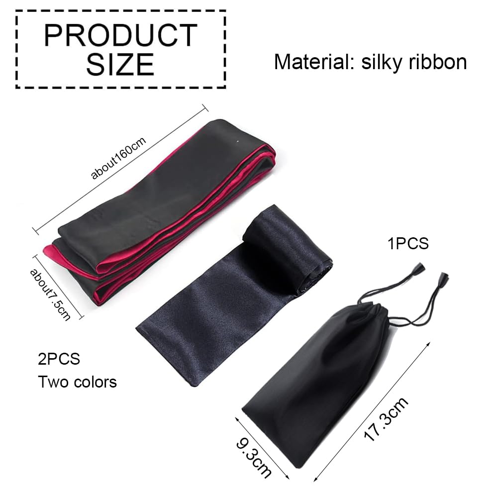 Maschera per Occhi in Raso,Benda Sexy,Benda Occhi in Raso,Maschera Degli Occhi per Occhi per Coppie Dormire,Maschera per Dormire in Raso,Maschera in Raso Benda per Gli Occhi,nero+rosa nera,2pcs