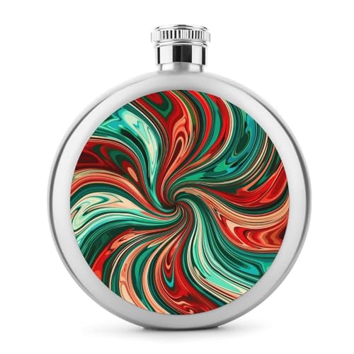 Stainless Steel Wine Bottle Liquor Container Psychedelic Swirl Pattern Print Leak Proof Hip Flask Durable for Camping Hiking Travel Festivals
