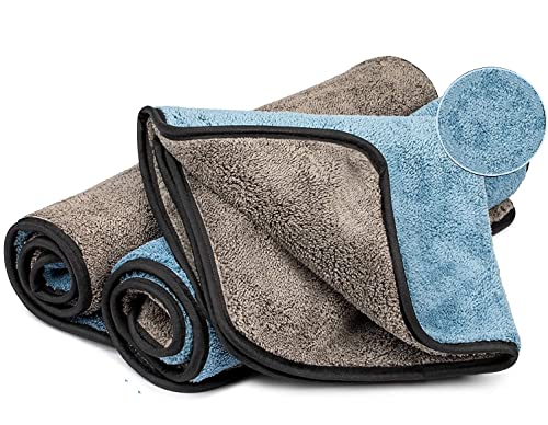 Image of Auto Hub Heavy Microfiber Cloth for Car Cleaning and Detailing, Double Sided, Microfiber Towel for Car & Bike,Super Soft Car Wash Cloth, 600 GSM (Size 40cm x 40cm) Pack of 3, Color: Blue