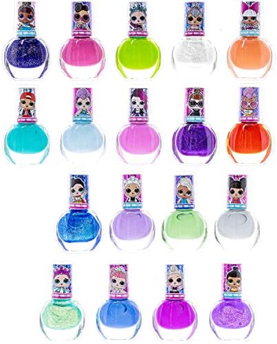 L.O.L Surprise! Townley Girl Non-Toxic Peel-Off Nail Polish Set for Girls, Glittery and Opaque Colors, Ages 5+ (18 Pcs), for Parties, Sleepovers and Makeovers