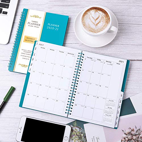 2020-2021 Planner - Weekly & Monthly Planner, 6.25" x 8.3", Flexible Cover,12 Monthly Tabs, 21 Notes Pages, Twin-Wire Binding with Two-Sided Inner Pocket