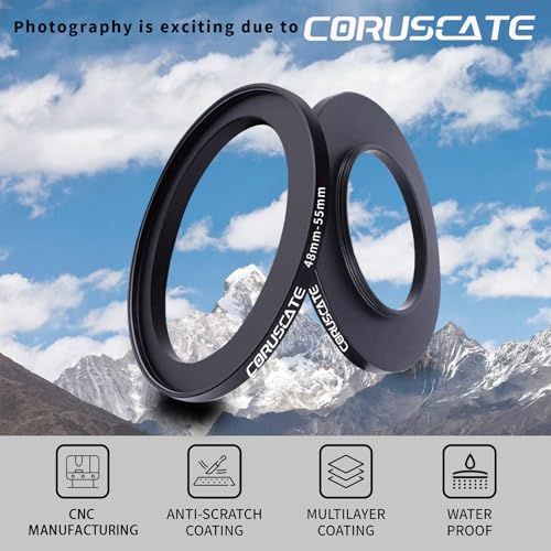 Adaptador de lente para cámara de 48 mm a 55 mm, cambia el tamaño del filtro o lente de 48 mm a 55 mm. Compatible con todos los accesorios de filtro de rosca de 55 mm + 1 paño de limpieza para lentes. miniatura 2