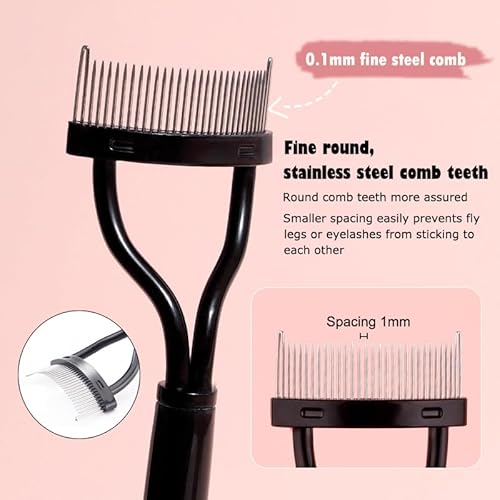 AKOAK 1 Pente feminino portátil para cílios com agulha de aço semiarco, pincel de sobrancelha, ferra