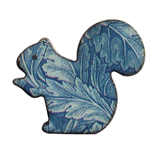 Stockwell Ceramics 陶器 ブローチ ウィリアムモリス 栗鼠 ブルー RH571 英国製
