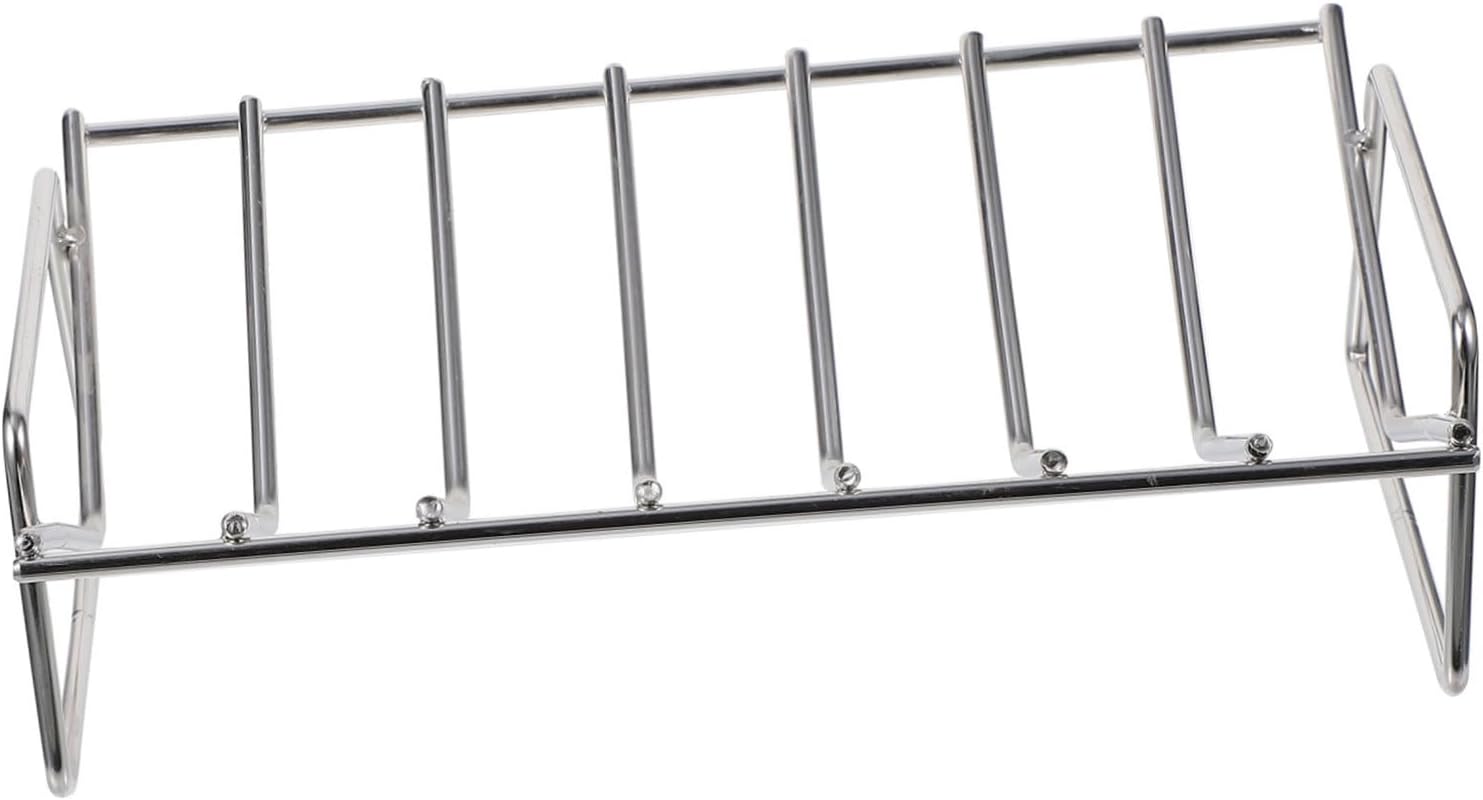 Barbecue Grill Tool Rib Rack Stainless Steel Portable Reversible Design for Home Camping