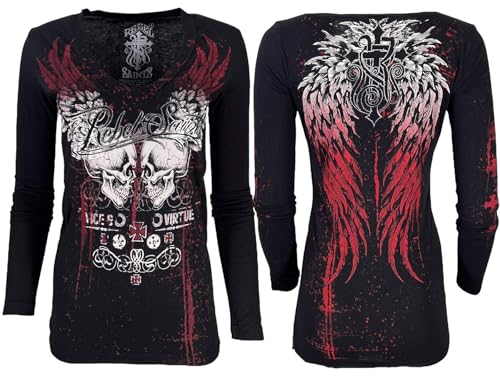 Rebel Saint by Affliction Women's T-Shirt Garage S Black