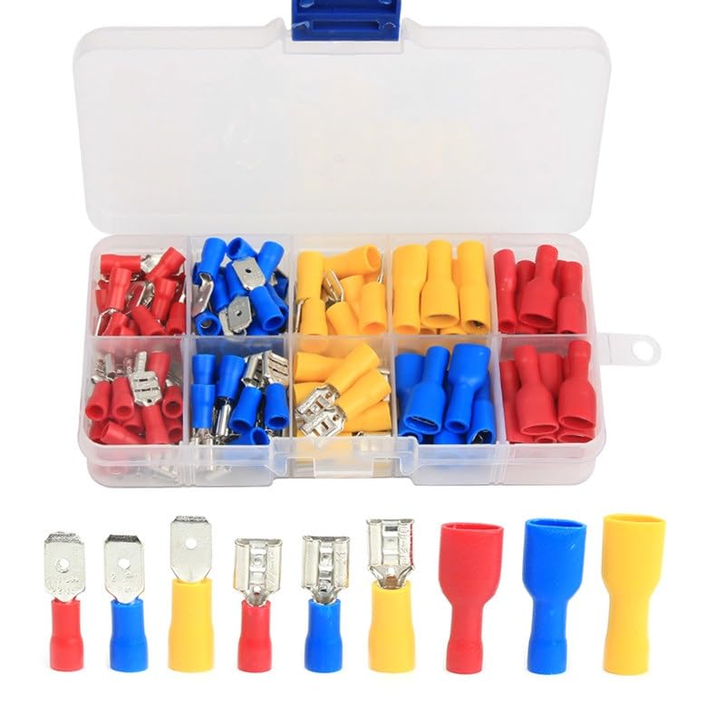 Terminales EléCtricos,Terminales Cables Electricos 258/236/12 2PCS Conectores de alambre eléctrico aislados Conectores de rizos de palpadilla Tenedor de horquilla Terrejes Terminales enrollados Kit de