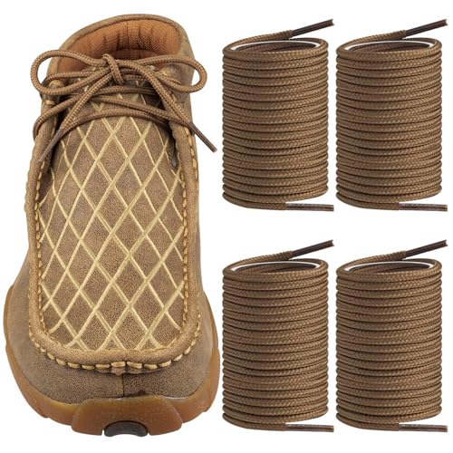 Endoto 2 Pairs Shoe Laces for Twisted X, 4MM Round Replacement Shoelaces Strings for Snow Boot(Color:Brown,Size:30Inch)