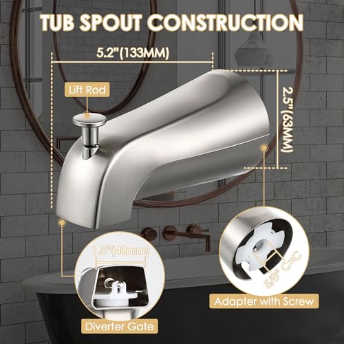 image for Enhon Slip on Tub Spout with Diverter, Compatible with American Standa