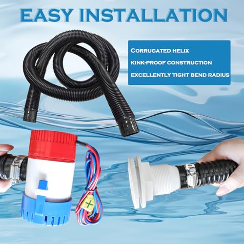 maierke Kit de instalação de mangueira de bomba de esgoto de barco 1-1/8, bomba de porão elétrica 11