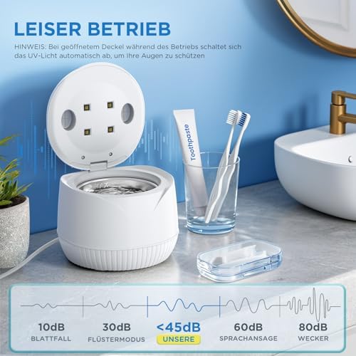 Bild 6 - Ultraschallreinigungsgerät 45000Hz UV Ultraschallreiniger 200ML Dental Pod - Ultrasonic Cleaner für Zahnersatz, Retainer, Aligner Zahnschiene, Prothesen, Schmuck mit digitalem Timer