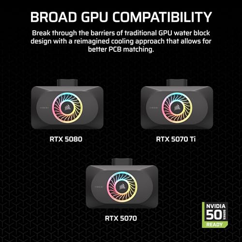 Bloque de refrigeración líquida GPU CORSAIR XG3 RGB Hybrid para series 5080 y 5070 5