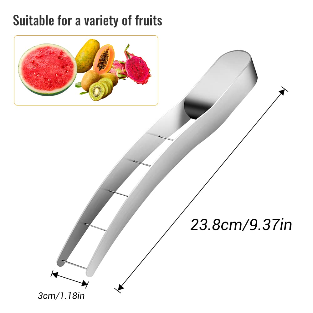 Couteau Pastèque Trancheur Coupe Acier Inoxydable Watermelon Cutter pour Cantaloup Papaye Fruit du Dragon