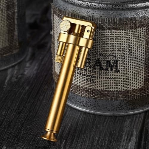 Image of Smoke King Vintage Windproof Trench Lighter Durable Zinc Alloy, Refillable, Pocket-Sized, Classic Antique Pipe Design (Fuel Not Included)