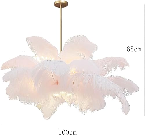 Miniatura 6 de ZEELYDE Lámpara colgante de techo, lámpara de plumas rosadas, moderna lámpara colgante decorativa para comedor, granja, habitación de niñas, lámpara