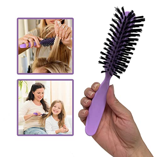 Styling Gear Detangling Hair Brush Nylon Bristles 7 Row Teasing Womens Brush For Thick Hair Small Travel Hairbrush Brush For Hair 1 Pcs. (Lavender) #TOP3