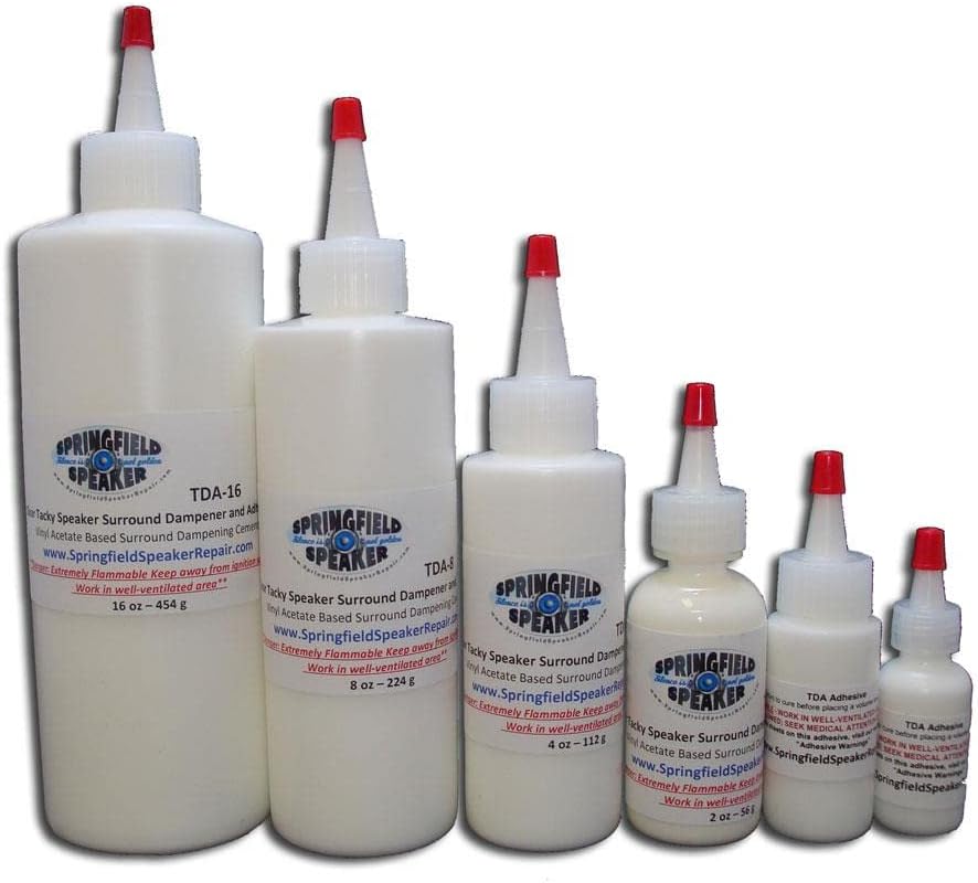 Pro-Grade White Tacky Speaker Repair Adhesive Glue (8 oz) - Dries Sticky and Milky in Color - for Sealing Cloth Speaker Surrounds