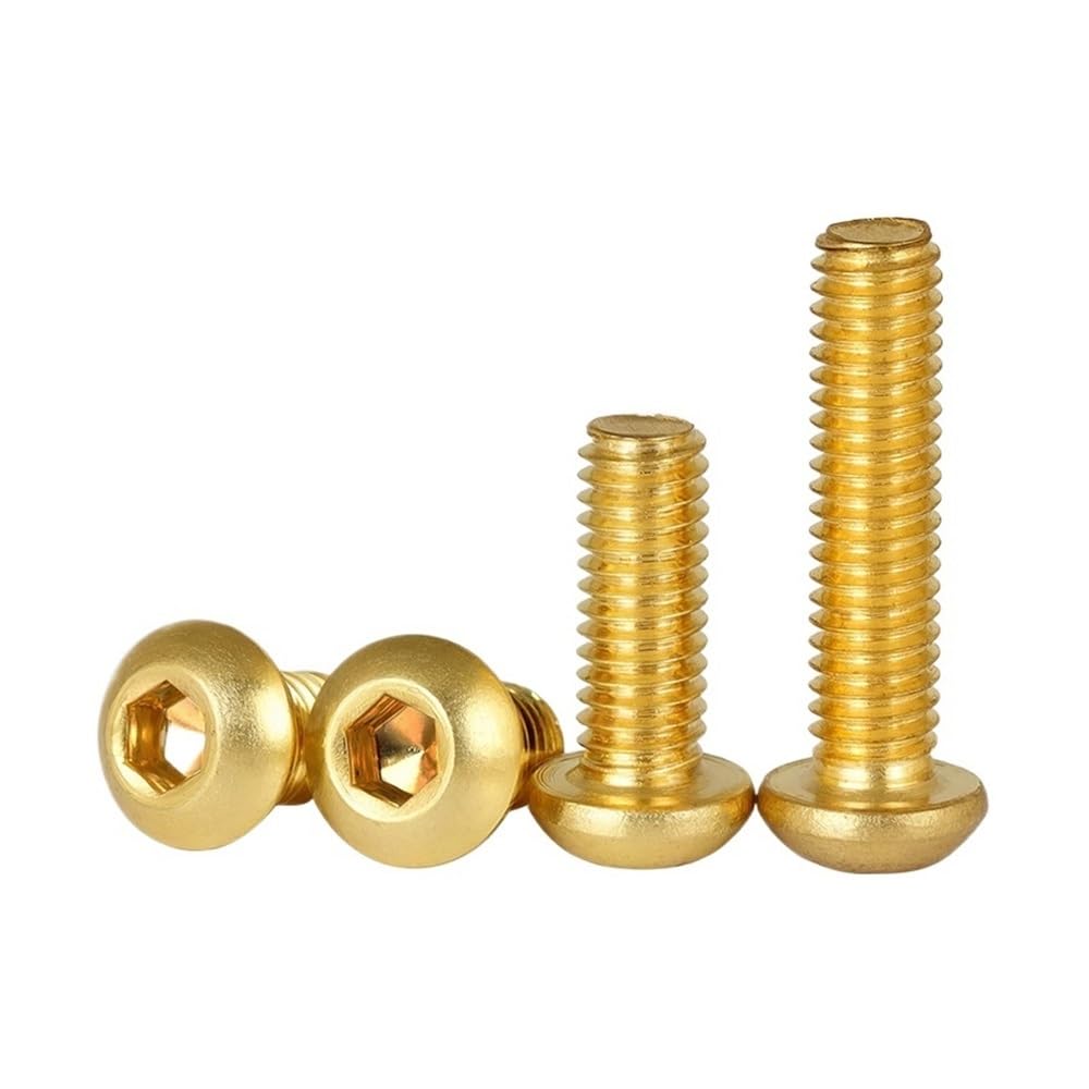 Metal Screws 1-20Pcs Brass Button Pan Head Screw M2 M2.5 M3 M4 M5 M6 M8 M10 M12 Pure Brass Hex Hex Socket Round cap Head Screw bolts(M2x8mm(20pcs))
