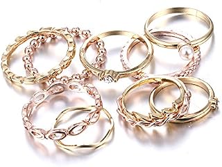 RINHOO FRIENDSHIP 10PCS Bohemian Retro Vintage Crystal Joint Knuckle Ring Sets Finger Rings