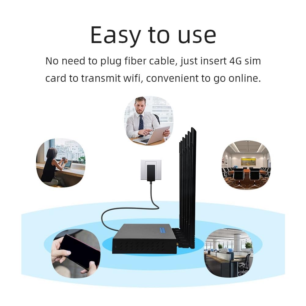 Router WiFi 4G con Tarjeta SIM Mesh 1750Mbps de Doble Banda, 4 Puertos LAN Gigabit, 6 Antenas. Router WiFi Que Soporta 32 Dispositivos Conectados.