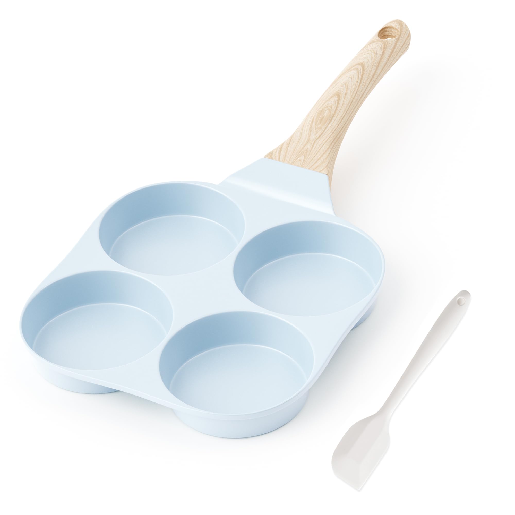 RIOVARM Induction Omelette Pan Ceramic Non Stick Egg Frying Pan Small Frying Pan for Induction Hob 4-Cup Round Shaped Skillet Pans Creative Cute Breakfast Pan Healthy Pan PFOA Free