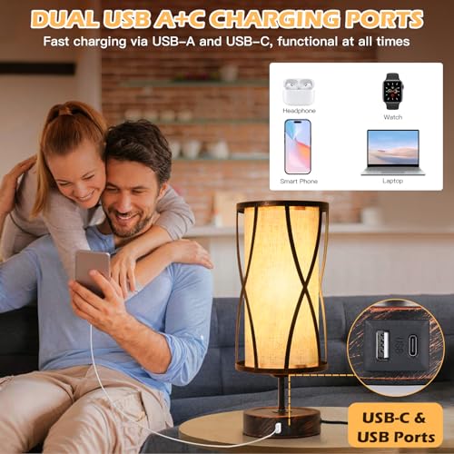 Lámparas de mesa de noche 2 unidades con LED y USB miniatura 5