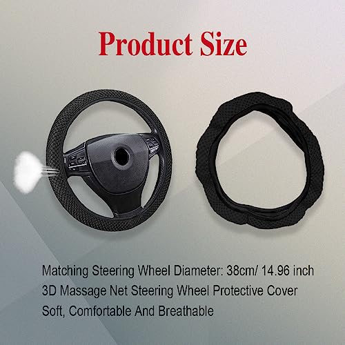 HAOBO Elastic Stretch Steering Wheel Cover, 15 Inch Automotive Steering Wheel Cover, Comfy Breathable Stretch Steering Wheel Protector, Ice-Silk Cloth Polyester Steering Wheel Cover for Men Women - Thumbnail 2