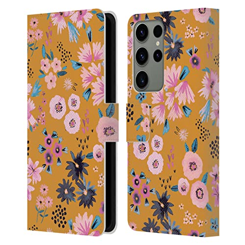 Coque cuir Galaxy S23 Ultra 5G Ninola Fleurs de Moutarde finition luxe