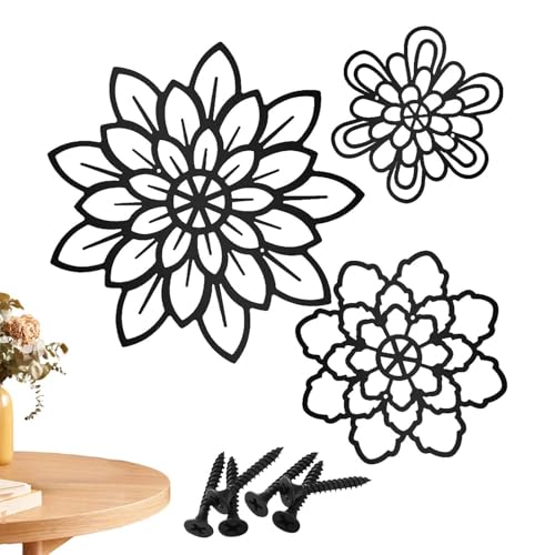 Décoration florale en fer silhouette métal noir pour habillage mural de salon moderne