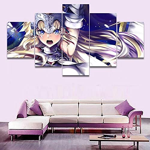 Tableau multi panneau 5 parties decor murale manga avec cadre pour salon moderne