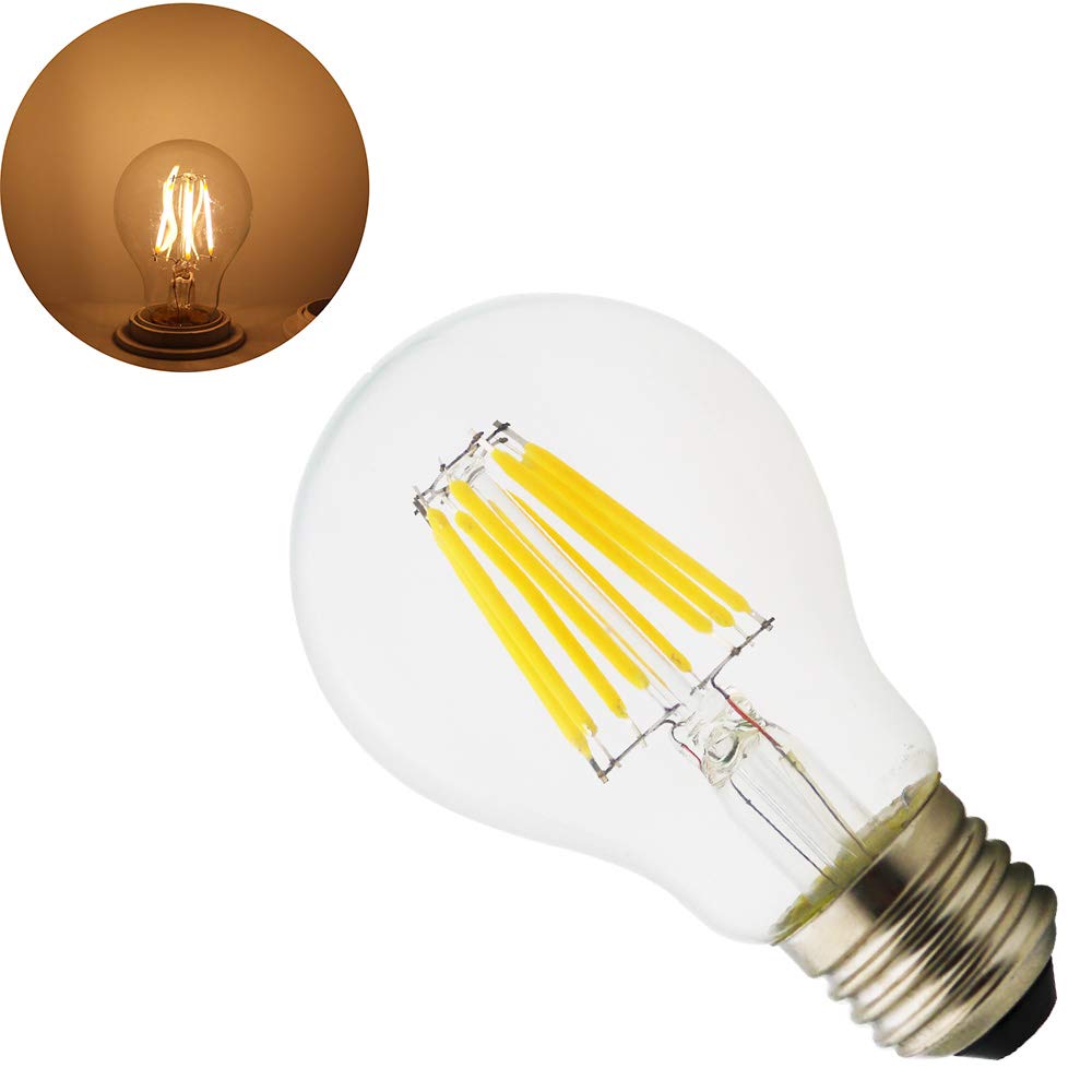 A60 A19 Vintage E26 E27 Medium Base Retro Edison LED Filament Light Globe Bulb 8W Warm White 2700k
