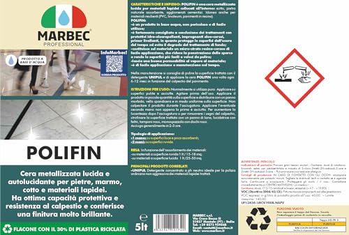 Marbec Polifin 5LT Cera Metallizzata Lucida Per Pavimentii Con Ottima Capacità Protettiva E Resistenza Al Calpestio. - 2