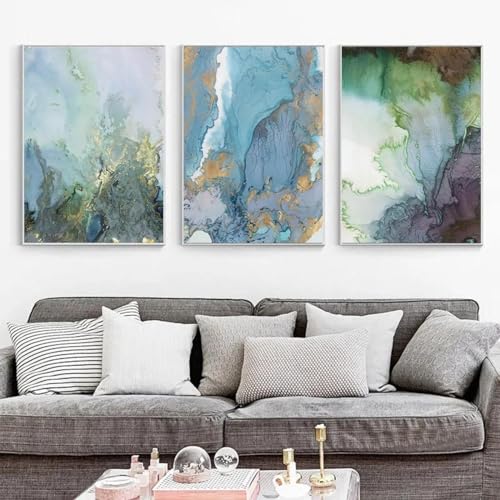 Décoration de la maison salon avec toile d'art mural marbre 60x90cmx3