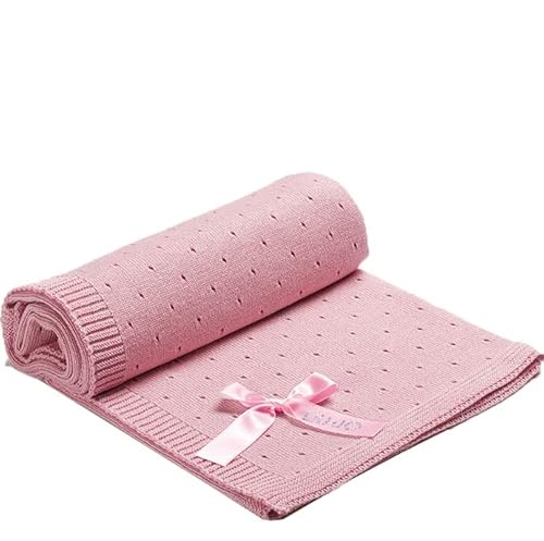 Russo Tessuti Copertina Culla Filo Crochet Cotone LIUJO Baby Fiocco Liu Jo Nastro Logo Glitter-Rosa