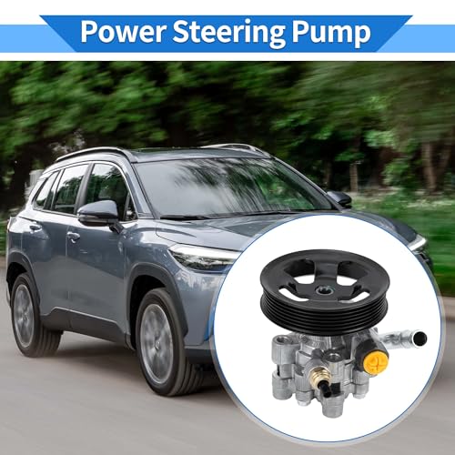VekAuto Power Steering Pump Compatible for Toyota Corolla 1.8L L4 2003-2008 for Toyota Matrix 1.8L L4 03-08, Consistent Aluminum Alloy Silver Tone No.4431002120/4431020830 with Pulley by VekAuto - Used condition - Image 2