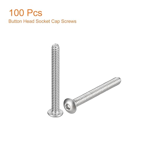 Miniatura 3 de Uxcell #4-40x1 Tornillos de cabeza de botón con casquillo, 100 piezas de acero inoxidable 304, pernos hexagonales, sujetadores con rosca completa,