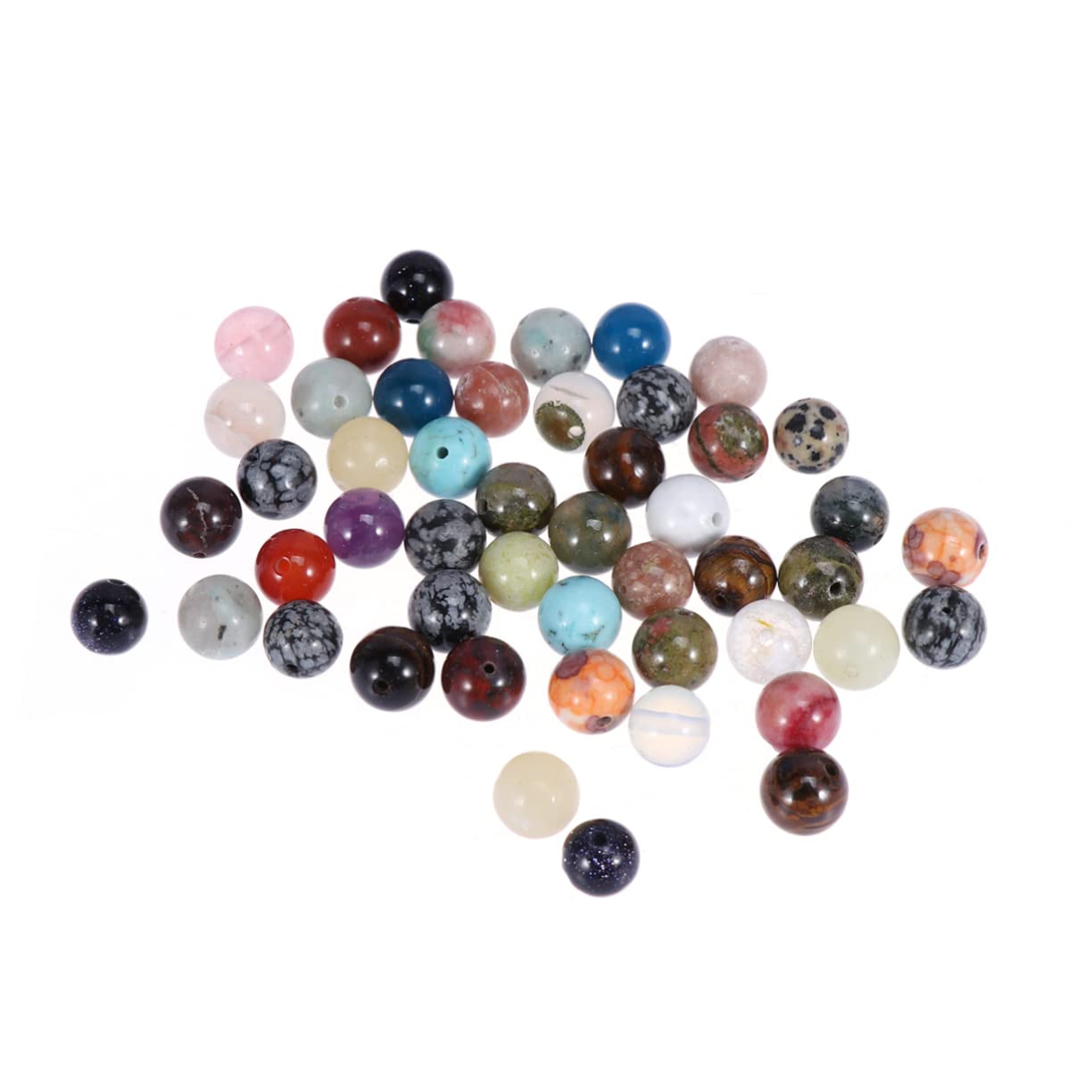 SEWACC 200piezas Abalorios Redondos De Gemas Naturales Bolas De Cuarzo Mixto Para Manualidades y Joyería Diseño Único y Pulido Perfectos Para Collares y Pulseras