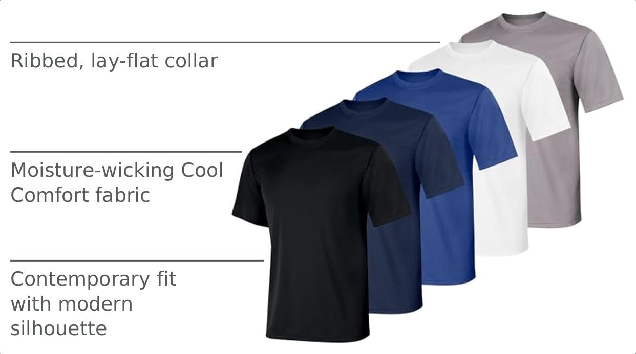Hanes Men's Cool Dri Performance T-Shirt, Moisture-Wicking Short Sleeve Tee, 40+ UPF Protection, 2 Or 5 Pack