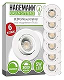 ♻️ 𝗟𝗜𝗘𝗙𝗘𝗥𝗨𝗠𝗙𝗔𝗡𝗚 – 6 x dimmbare Deckeneinbaustrahler mit weißem Rahmen und integriertem Trafo