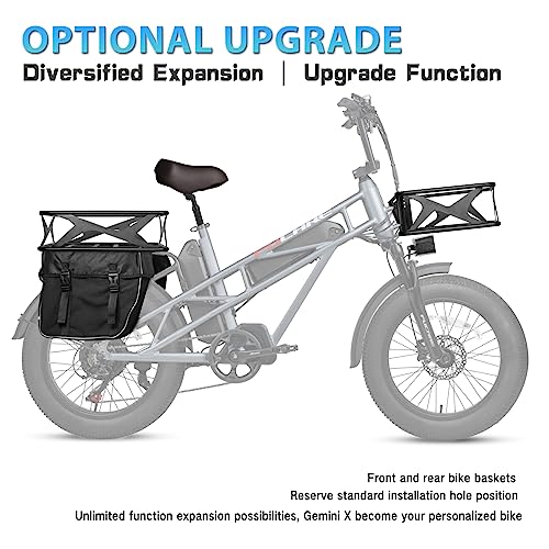 Fucare Electric Bike,Gemini/Gemini X Dual Samsung Battery 30Ah,750W 48V Motor,31Mph,100-120 Miles,5.3" Display,20"×4.0" #TOP6