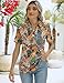 ZHENWEI Womens Black Floral Short Sleeve Polo Shirts V Neck Collared Blouses Casual Business Summer Tops,Black Floral,M
