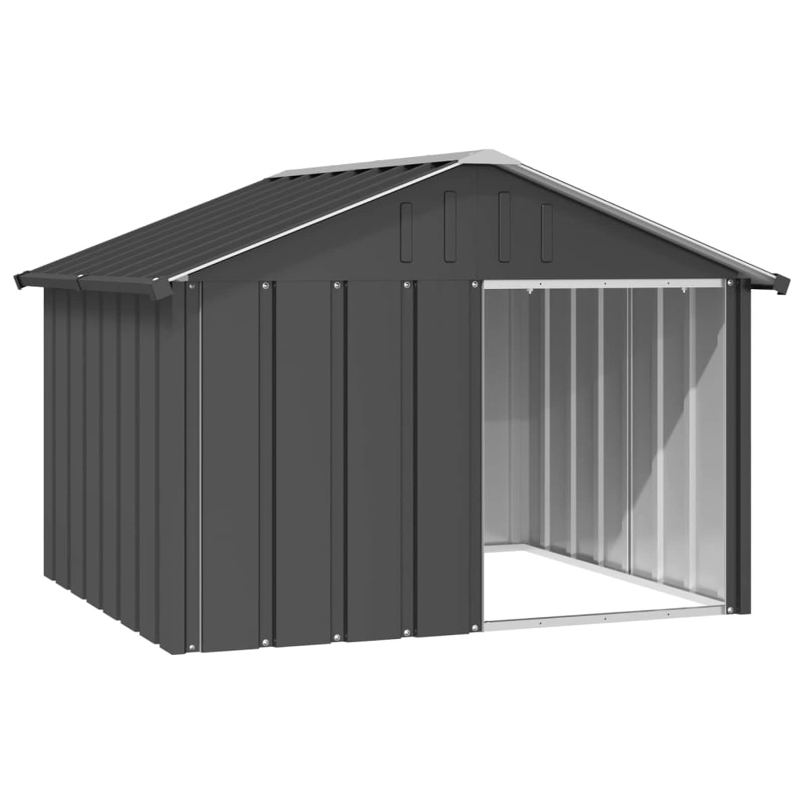 Festnight Casetta per Cani, Cuccia Cane Esterno, Box per Cani da Esterno, in Acciaio Zincato Antracite 116,5x103x81,5 cm