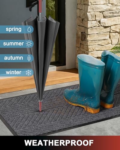 Front Door Mat Indoor Outdoor Entrance, 3' x 5' Heavy Duty Doormat for Entryway, Absorbent Low Profile Welcome Mats Non-Slip, Trap Dirt Durable Mats for Home, Patio, Garage