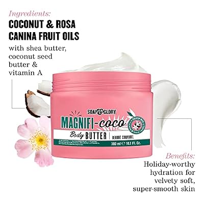 Soap & Glory Magnifi-Coco Body Butter - Coconut Body Moisturizer with Vitamin A, Shea Butter & Rose Canina Fruit Oils - Rich Moisturizing Cream for Dehydrated Skin (300ml)