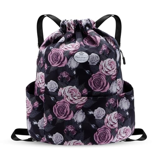 Sac à dos floral à cordon de serrage idéal pour la gym, les voyages et le quotidien